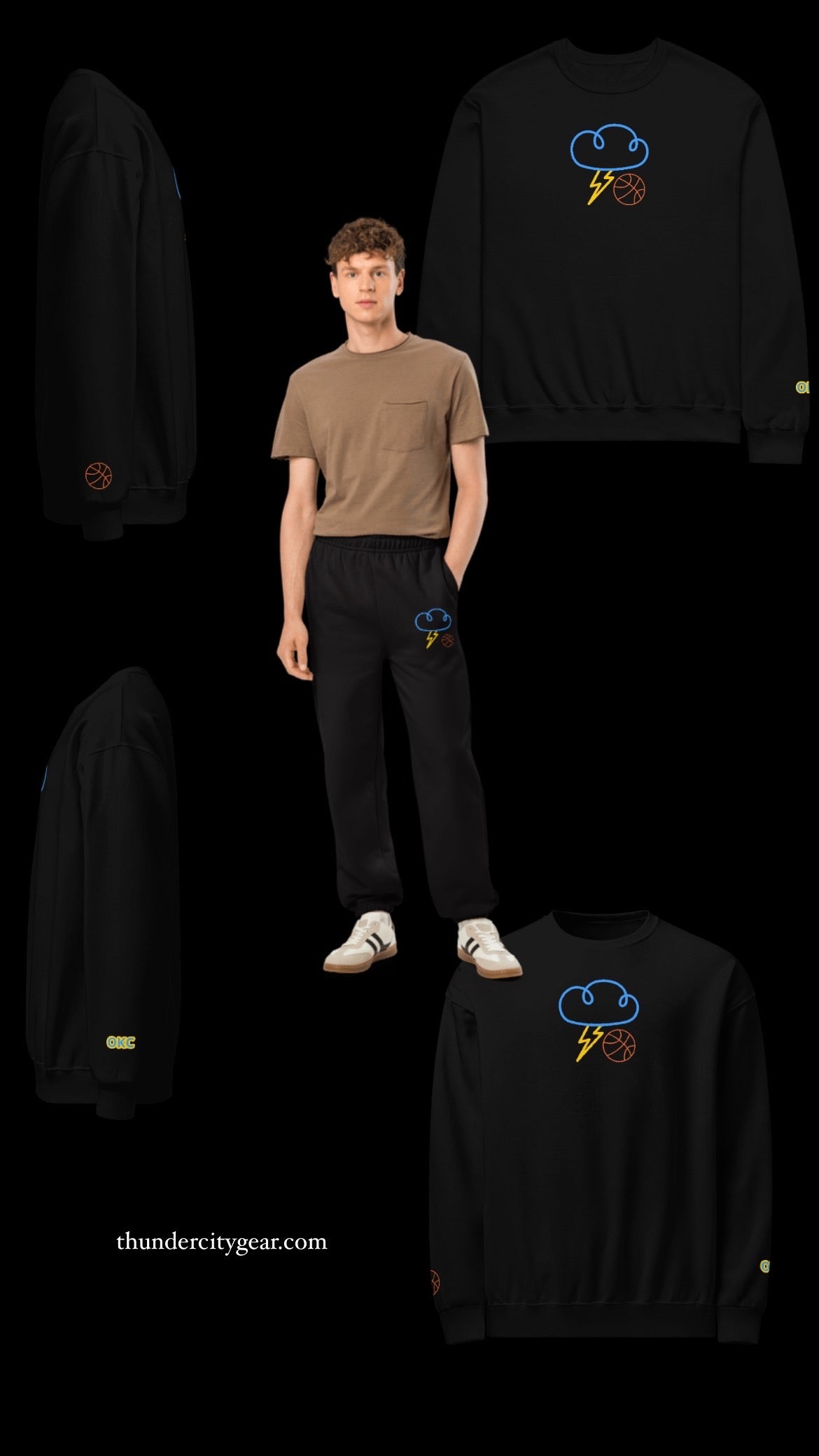 “Black Thunder City FAN ART Stormtrooper” Basketball Sweatpants - Cloud Lightning Embroidered Joggers