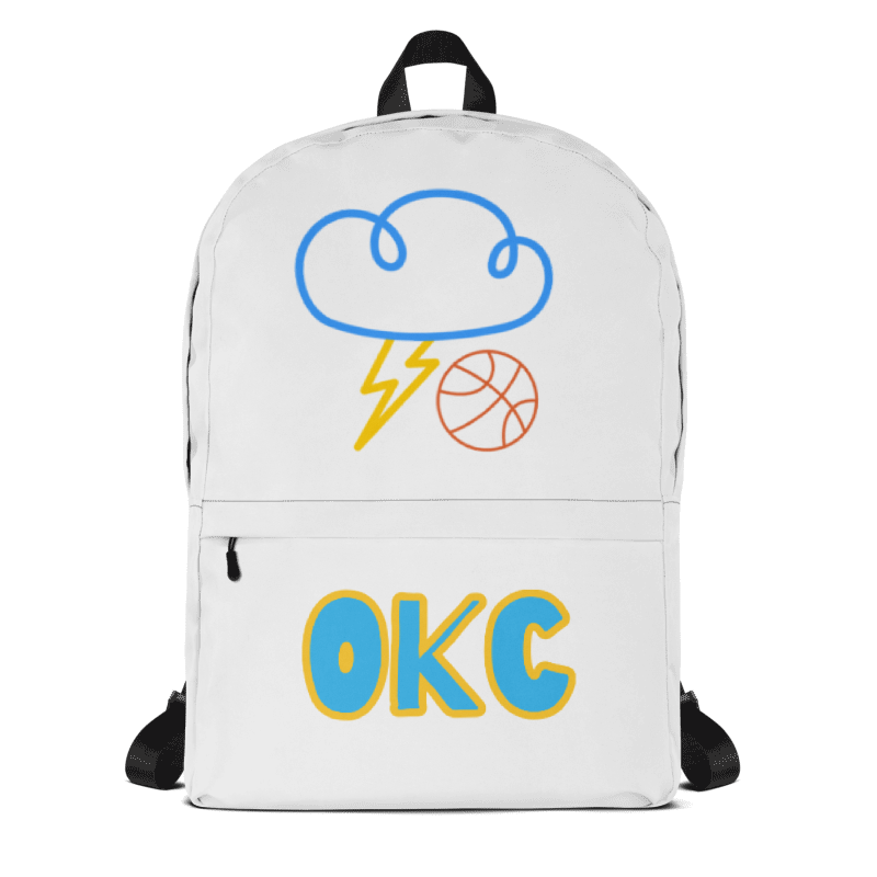 “OKC Thunder City Thunder Up FAN ART” Cloud Lightning Basketball Backpack