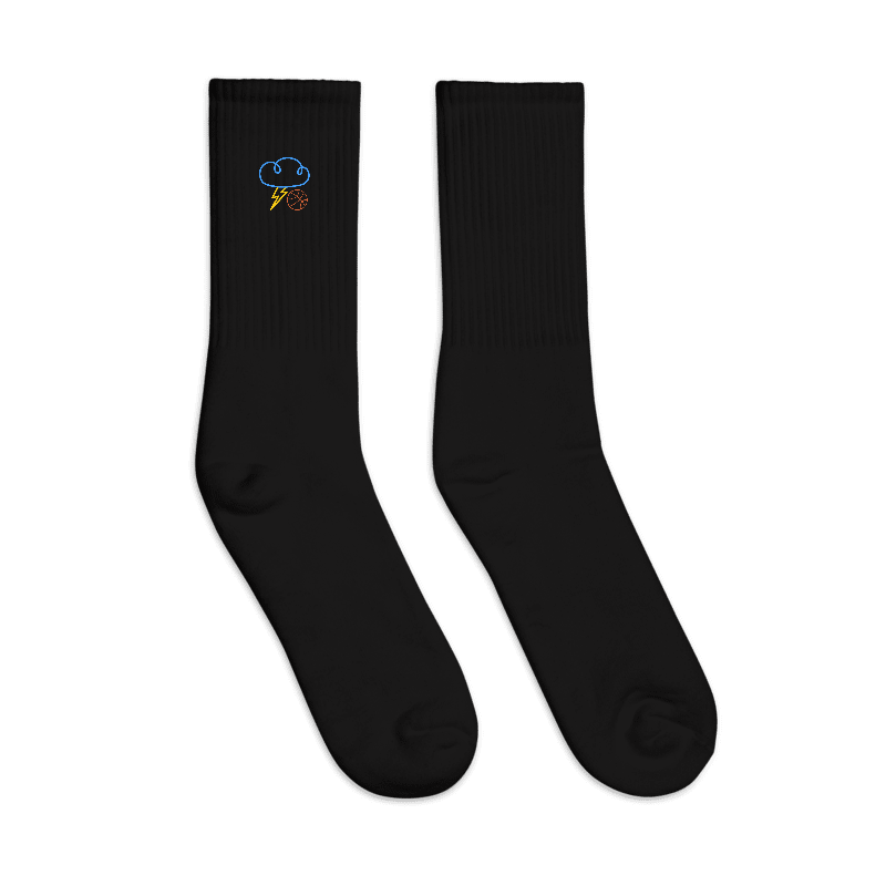 “OKC Thunder Cloud Strike FAN ART” Embroidered Crew Socks - Black