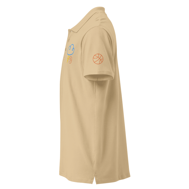 “OKC Thunder Cloud FAM ART” Basketball Polo Shirt - Cream Neon Embroidered Golf Polo