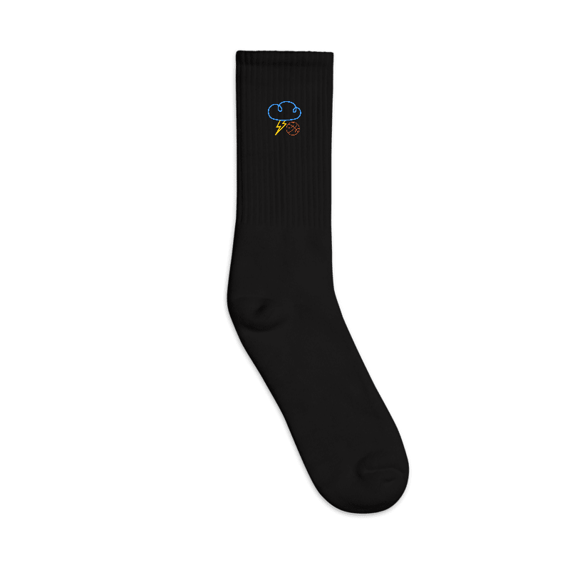 “OKC Thunder Cloud Strike FAN ART” Embroidered Crew Socks - Black