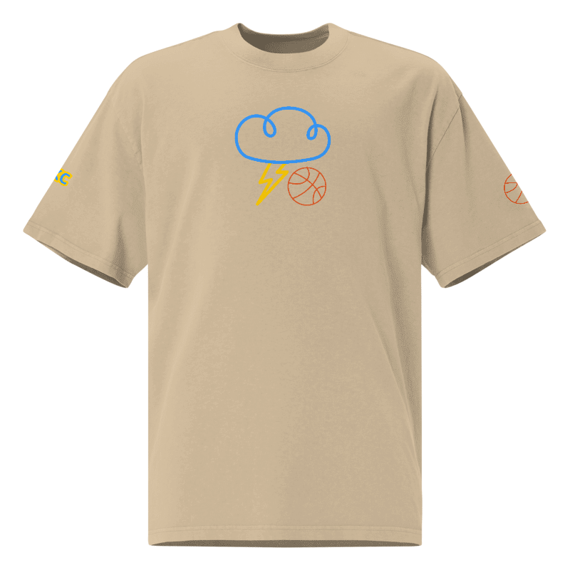 “OKC Thunder City FAN ART” Cloud Basketball T-Shirt - Embroidered Tee
