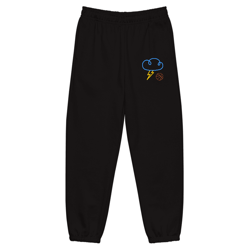 “Black Thunder City FAN ART Stormtrooper” Basketball Sweatpants - Cloud Lightning Embroidered Joggers