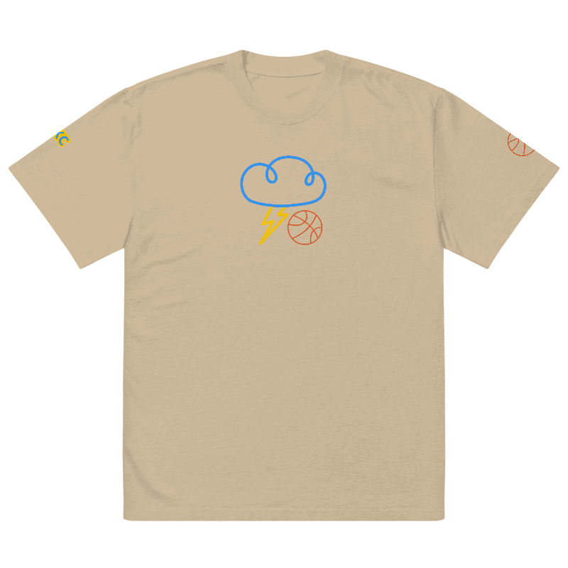 “OKC Thunder City FAN ART” Cloud Basketball T-Shirt - Embroidered Tee