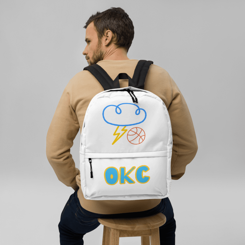 “OKC Thunder City Thunder Up FAN ART” Cloud Lightning Basketball Backpack
