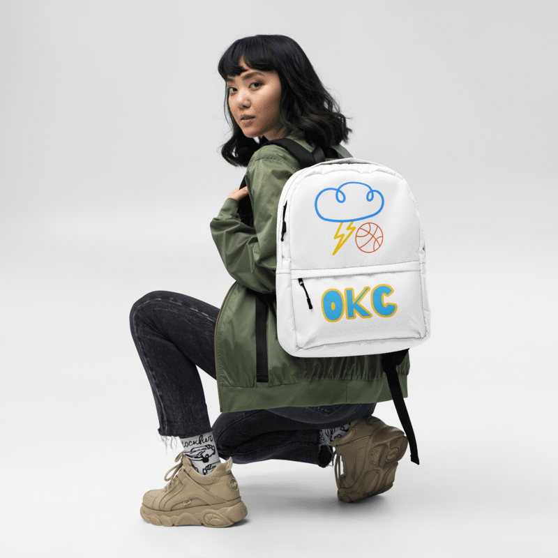 “OKC Thunder City Thunder Up FAN ART” Cloud Lightning Basketball Backpack
